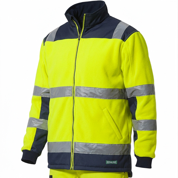 Issa Pile con ZIP Lunga Alta Visibilita Colore Giallo FLUO/BLU Navy - ISSA LINE